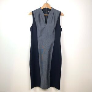 Elie Tahari Pencil Dress Sz 8 Midi Sleeveless Zip Color Block Blue Officecore
